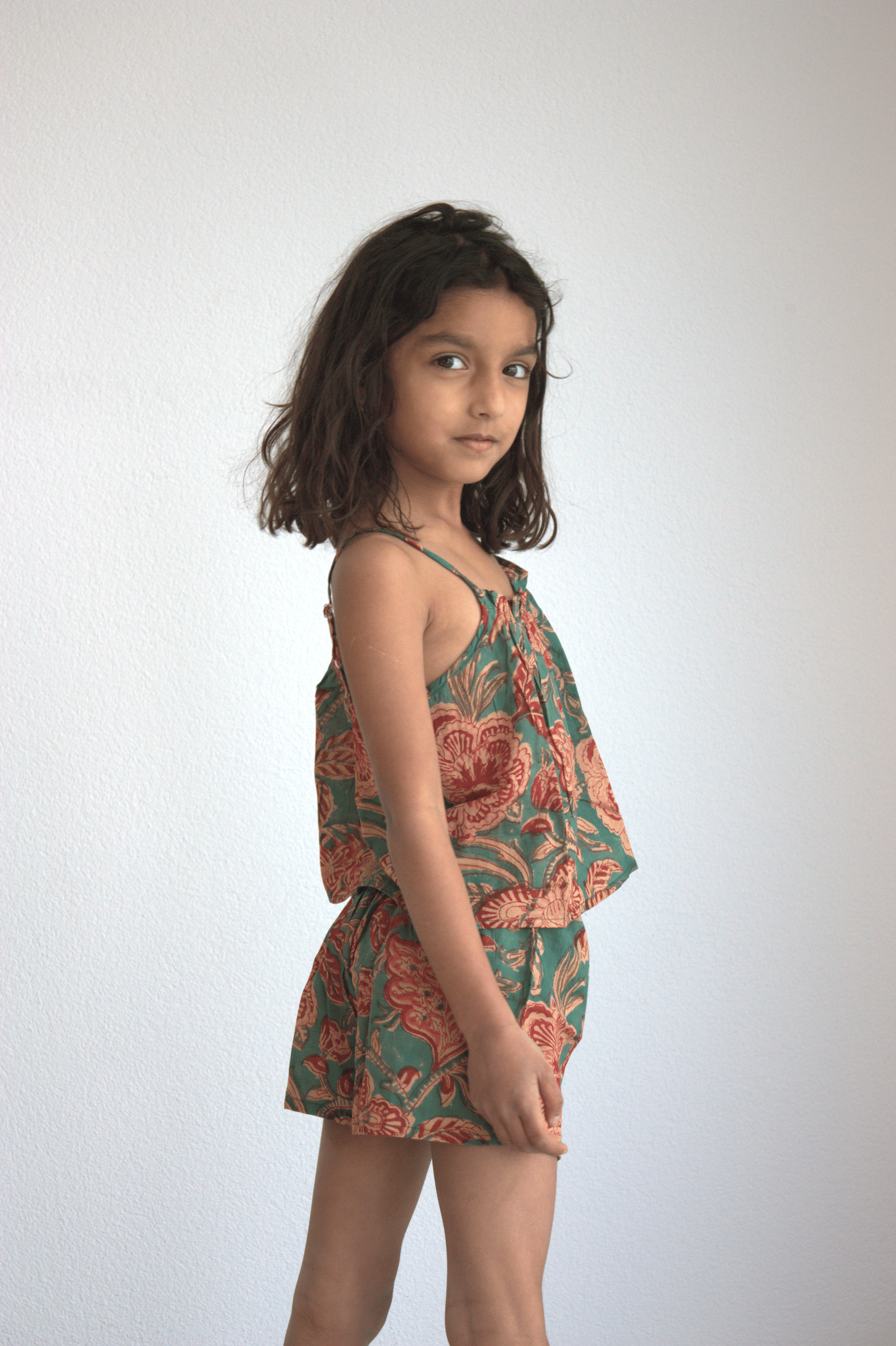 Kinder Handblockdruck-Kombi-Set (Oberteil & Shorts)